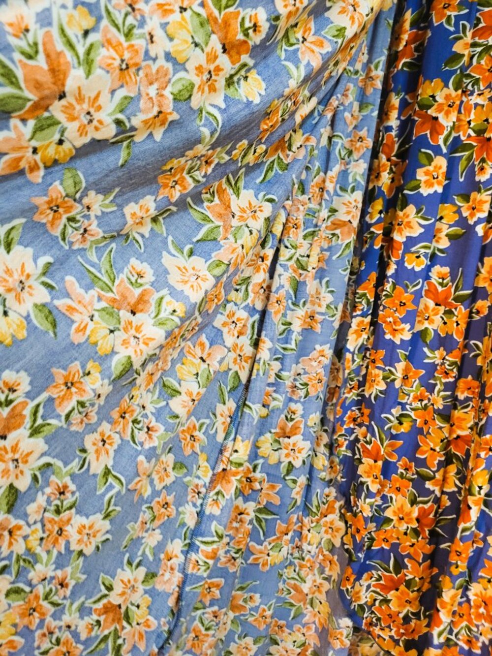 Patrons of Peace Maxi Sundress. Blue, Orange & white Floral. Size Small - Picture 10 of 16